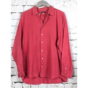 BACKSTAGE Men's 100% Linen Shirt Long Sleeve Button Up Hippie Earthy Size XL